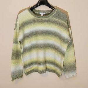 Joe Fresh| Green and Yellow Striped Crew Neck Sweater Some Recycled Materials